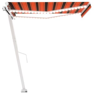 vidaXL Auvent manuel rétractable avec LED 350x250 cm Orange et marron