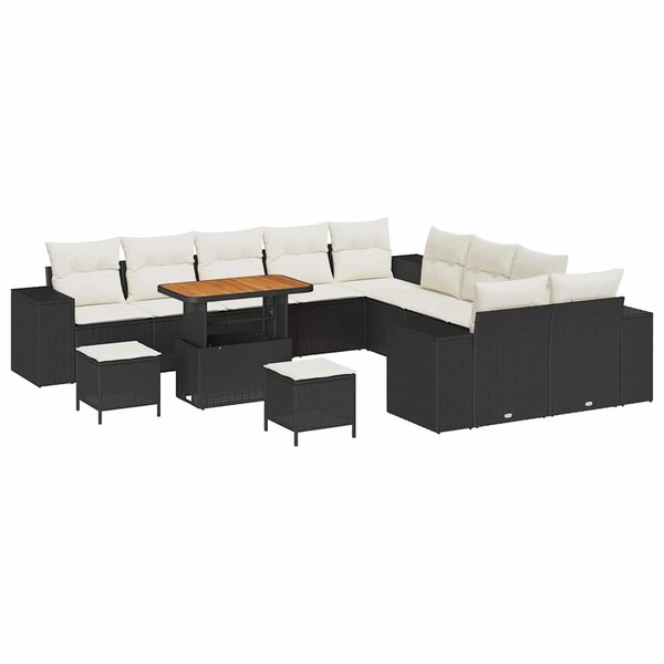 vidaXL Ensemble de canapé de jardin 13 Pièces Noir  Crème 90 x 55 x 71 cm