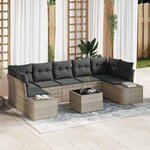 vidaXL Ensemble de canapé de jardin 8 Pièces Gris clair Poly rotin