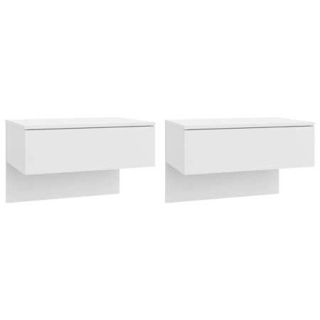 vidaXL Tables de chevet murales 2 Pièces Blanc brillant