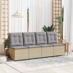 vidaXL Canapé de jardin avec coussin Beige Poly rotin