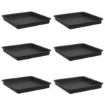 vidaXL Plateau carré à fleurs 6 pc Noir 18 x 18 x 2 cm Plastique