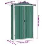 Vidaxl abri de jardin vert 116x45x175 cm acier galvanisé