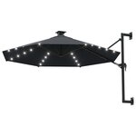 vidaXL Parasol mural avec mât métallique et LED 300 cm Anthracite