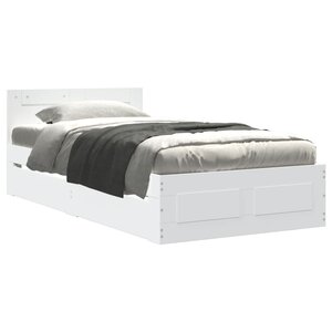 vidaXL Cadre de lit avec tête de lit sans matelas blanc 75x190 cm