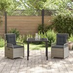 vidaXL Set de Dîner de Jardin 3 Pièces Gris Clair Poly Rotin