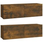 vidaXL Meubles TV muraux 2Pièces chêne fumé 100x30x30cm bois d'ingénierie