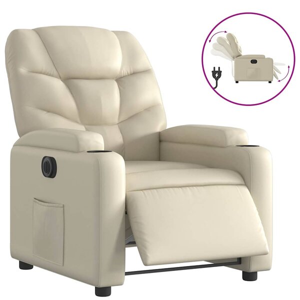 vidaXL Fauteuil inclinable électrique Crème Similicuir