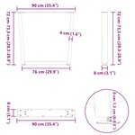 vidaXL Pieds de table à manger en forme de V  2 pièces  acier naturel  90 x (72-73 3) cm