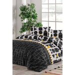 Parure de lit - housse de couette 220 x 240 + 2 taies d'oreiller 60 x 60 coton renforcé - Noir