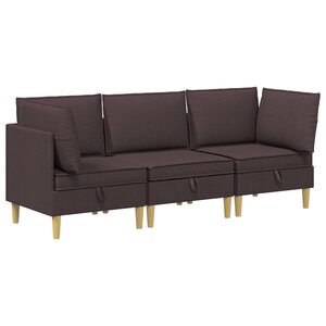 vidaXL Canapé modulaire avec rangement 3 Pièces Marron foncé Tissu
