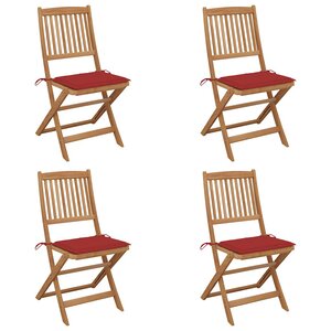 vidaXL Chaises pliables de jardin lot de 4 avec coussins Bois d'acacia
