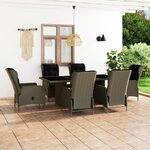 vidaXL Mobilier à dîner jardin 7 Pièces et coussins Résine tressée Marron