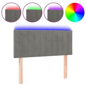 vidaXL Tête de lit à LED Gris clair 90x5x78/88 cm Velours