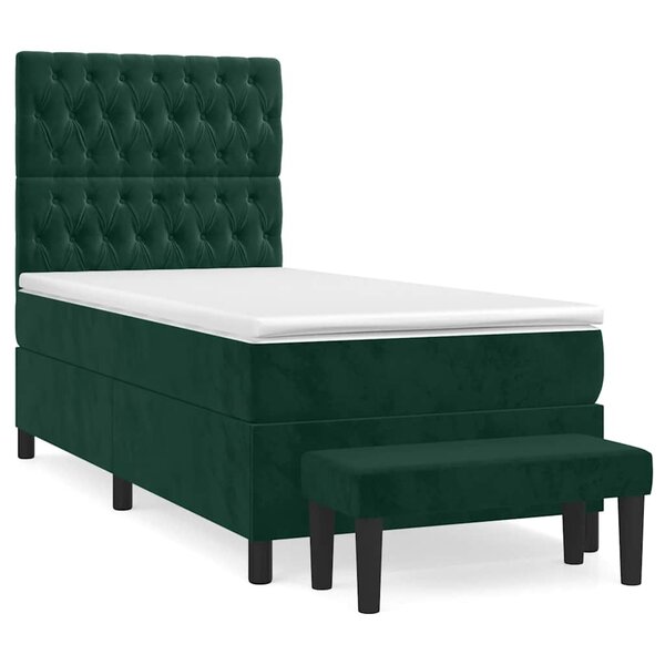 vidaXL Sommier à lattes de lit avec matelas Vert foncé 90x190 cm