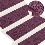 vidaXL Tapis d'escalier 15 pièces 65 x 21 x 4 cm Violet foncé Bord rectangulaire