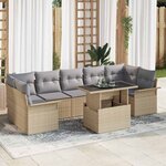 vidaXL Ensemble de canapé de jardin 8 Pièces Beige Poly rotin