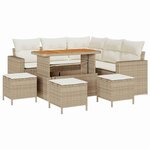 vidaXL Ensemble de canapé de jardin 9 Pièces Beige polyrotin