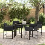 vidaXL Ensemble de salle à manger pour jardin 5 Pièces Noir polyrotin