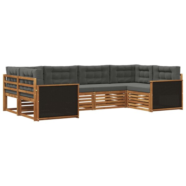 vidaXL Ensemble de canapés d'extérieur 6 Pièces Naturel et Anthracite
