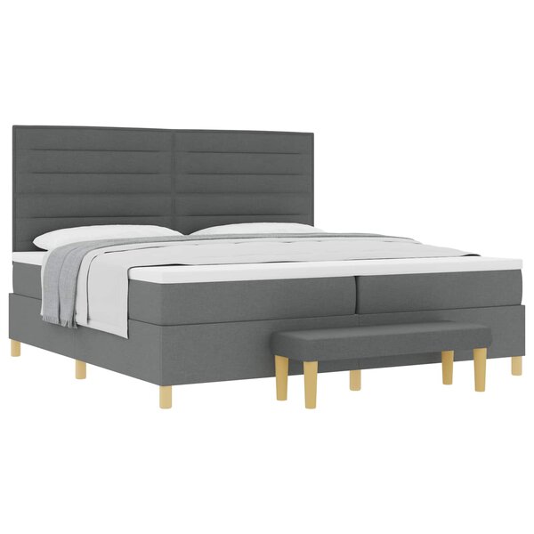 vidaXL Lit à ressorts avec matelas Gris foncé 200 x 200 cm tissu