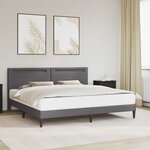 vidaXL Cadre de lit avec bandes LED Gris 200 x 200 cm Simili cuir
