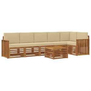 vidaXL Ensemble de canapé d'angle avec coussin 7 Pièces Naturel et Beige