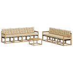 vidaXL Ensemble de canapés d'extérieur 9 Pièces Blanc et Beige