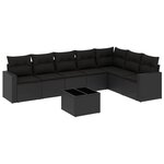 vidaXL Salon de jardin 8 Pièces avec coussins noir résine tressée