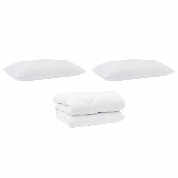 vidaXL Couette avec Oreillers 3 Pièces Blanc Microfibre et Plumes D'oie