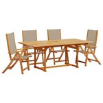 vidaXL Ensemble à manger de jardin 5Pièces bois d'acacia solide textilène