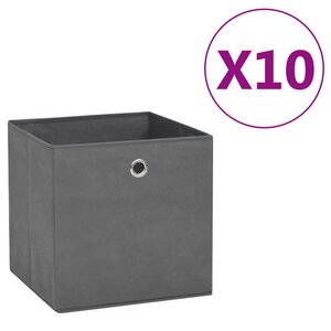 vidaXL Boîtes de rangement 10 Pièces Tissu intissé 28x28x28 cm Gris
