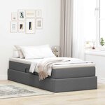 vidaXL Lit avec rangement et matelas Gris foncé 100 x 200 cm Polyester