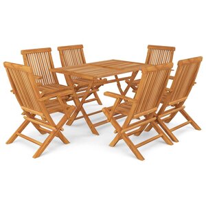vidaXL Salon de jardin 7 Pièces Bois de teck massif