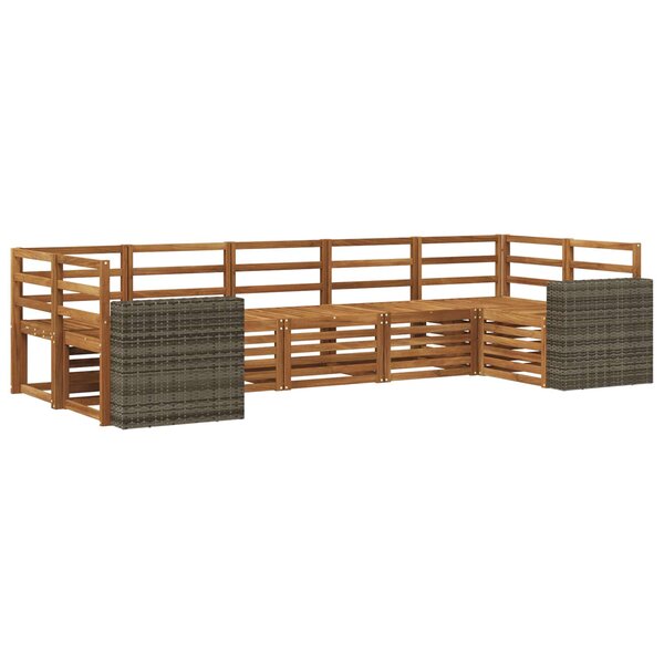 vidaXL Ensemble de canapé d'angle 7 Pièces Naturel Bois d'Acacia Massif