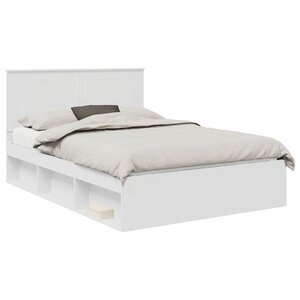 vidaXL Cadre de lit avec tiroir Blanc 150 x 200 cm Bois de pin massif