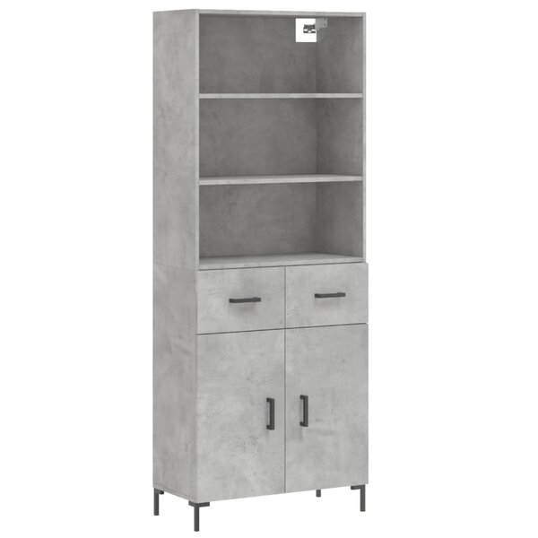 vidaXL Buffet haut Gris béton 69 5x34x180 cm Bois d'ingénierie
