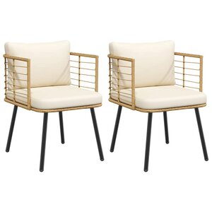 vidaXL Chaises de jardin lot de 2 avec coussins naturel résine tressée