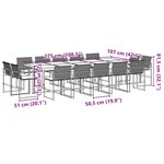 vidaXL Ensemble à manger de jardin 15 Pièces coussins noir résine tressée