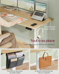 Bureau électrique assis-debout bureau réglable en hauteur 60 x 120 x (72-120) cm 4 hauteurs mémorisables pochette de rangement pour bureau marron 12_0004584