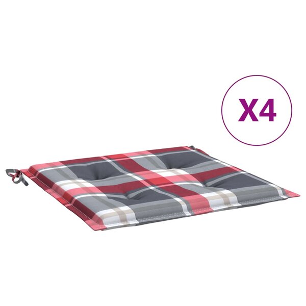 vidaXL Coussins de chaise de jardin lot de 4 carreaux rouges 40x40x3cm