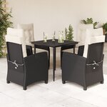 vidaXL Ensemble à manger de jardin coussins 5Pièces Noir Résine tressée