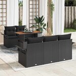 vidaXL Ensemble de canapé de jardin 6 Pièces Noir Poly rotin