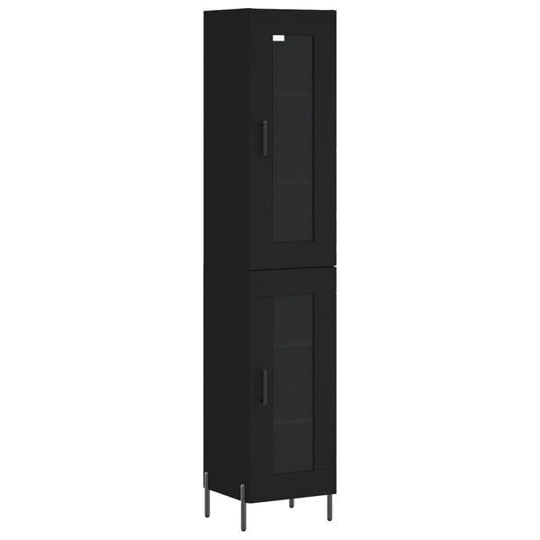 vidaXL Buffet haut Noir 34 5x34x180 cm Bois d'ingénierie