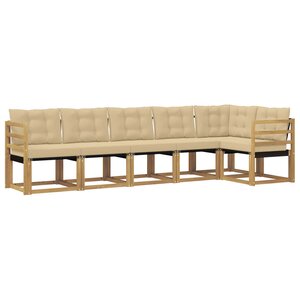 vidaXL Ensemble de canapés d'extérieur 6 pc Blanc et Beige