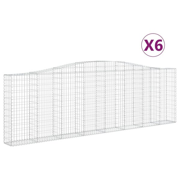 vidaXL Paniers à gabions arqués 6 Pièces 400x30x120/140 cm Fer galvanisé
