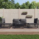 vidaXL Salon de jardin avec coussins 5 Pièces anthracite acier