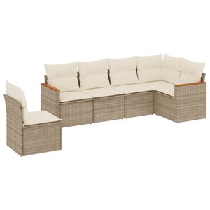 vidaXL Salon de jardin avec coussins 6 Pièces beige résine tressée