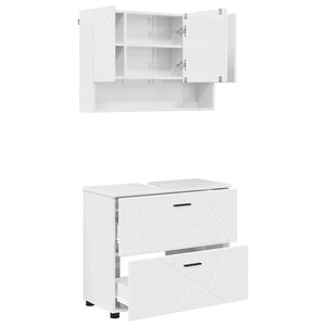 vidaXL Ensemble de mobilier de salle de bain 2 Pièces Blanc brillant