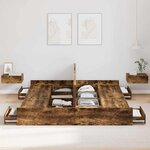 vidaXL Cadre de lit avec rangement avec tiroir Chêne fumé 180 x 200 cm